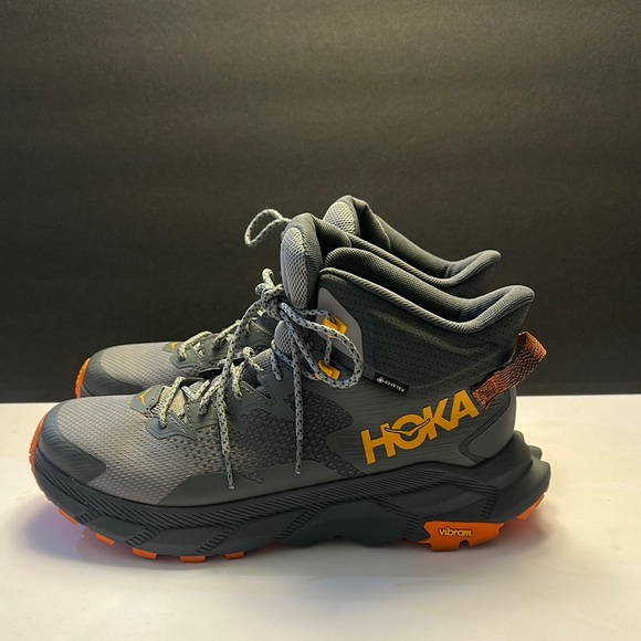Hoka Gray and Orange Athletic Shoes High Tops - Picture 6 of 8